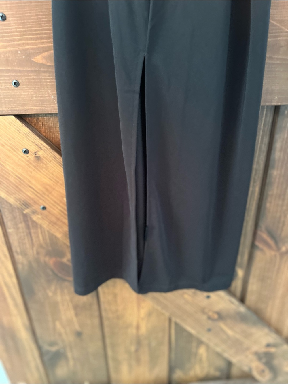 NWT- XS Black Slip Dress w Spaghetti Straps 100% polyester 17” slit down side - Picture 7 of 7
